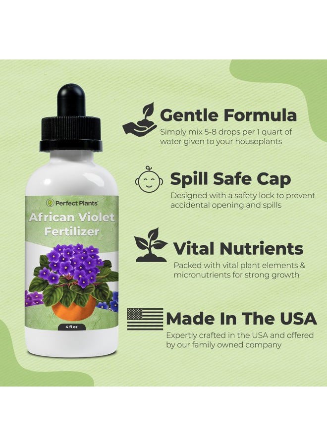 PERFECT PLANTS قطرات غذاء البنفسج الأفريقي السائل من بيرفكت بلانتس | سماد لحديقة نباتات الزهور الداخلية الحية | مليء بالمغذيات الممتازة وأغذية النباتات | NPK 2-2-2 (4 أونصات) - Image 2