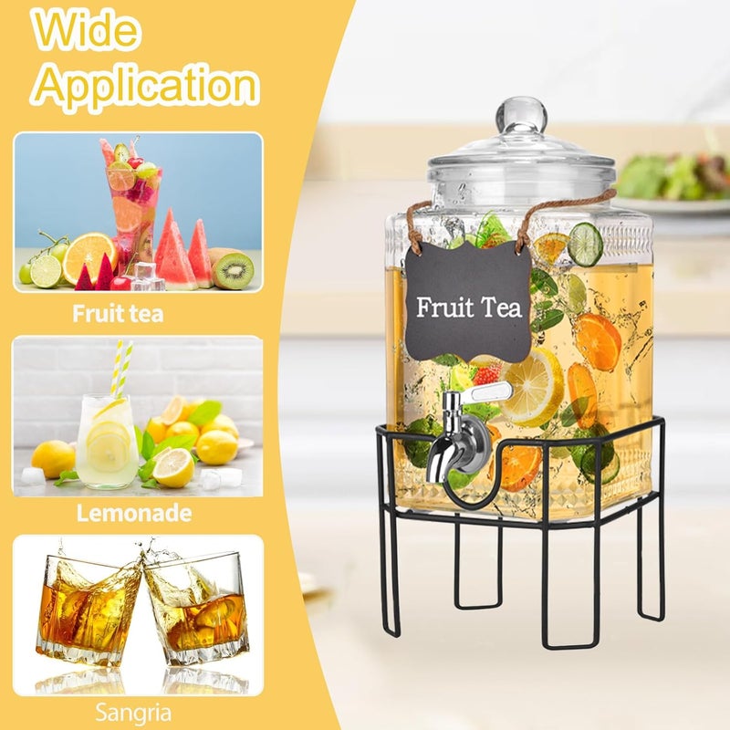Edycur 1.5 Gallon Glass Drink Dispenser, Drink Dispensers for Parties, Beverage Dispenser with Stand and Glass Lid, 100% Leakproof Spigot, Ideal for Lemonade, Juice, Iced Tea, Laundry Detergent Dispenser - Image 3
