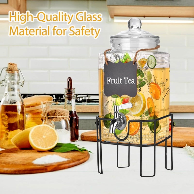 Edycur 1.5 Gallon Glass Drink Dispenser, Drink Dispensers for Parties, Beverage Dispenser with Stand and Glass Lid, 100% Leakproof Spigot, Ideal for Lemonade, Juice, Iced Tea, Laundry Detergent Dispenser - Image 4