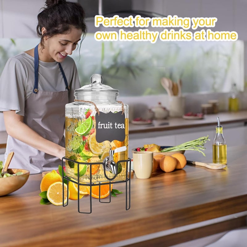 Edycur 1.5 Gallon Glass Drink Dispenser, Drink Dispensers for Parties, Beverage Dispenser with Stand and Glass Lid, 100% Leakproof Spigot, Ideal for Lemonade, Juice, Iced Tea, Laundry Detergent Dispenser - Image 5