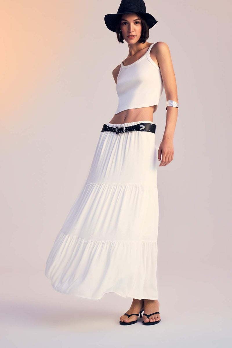 DeFacto Crinkle Viscose High Waist Maxi Skirt - Image 1