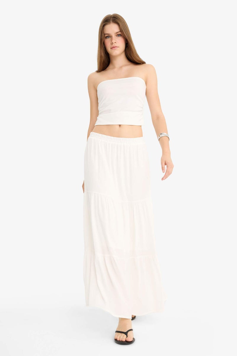 DeFacto Crinkle Viscose High Waist Maxi Skirt - Image 4