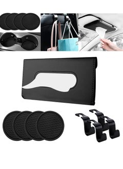Generic 9Pcs Car Accessories, Car Backseat Headrest Hanger Holder Hook, Car Tissue Holder Leather Tissue Box for Car, Silicone Car Cup Coaster, Universal Vehicle Car Accessories Sets  - Image 1