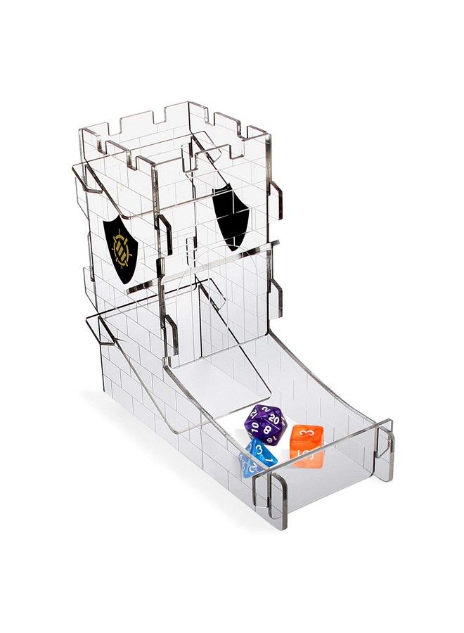 ENHANCE برج النرد وصينية النرد لألعاب RPG على الطاولة، رولر نرد محمول بتصميم برج القلعة، يمكنه رمي حتى 14 نرد قياسي في آن واحد، صينية رمي القلعة المنقوشة، رائعة لليالي الألعاب. - Image 1