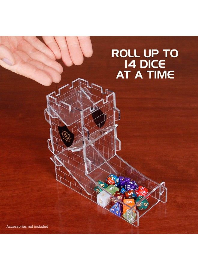 ENHANCE برج النرد وصينية النرد لألعاب RPG على الطاولة، رولر نرد محمول بتصميم برج القلعة، يمكنه رمي حتى 14 نرد قياسي في آن واحد، صينية رمي القلعة المنقوشة، رائعة لليالي الألعاب. - Image 4