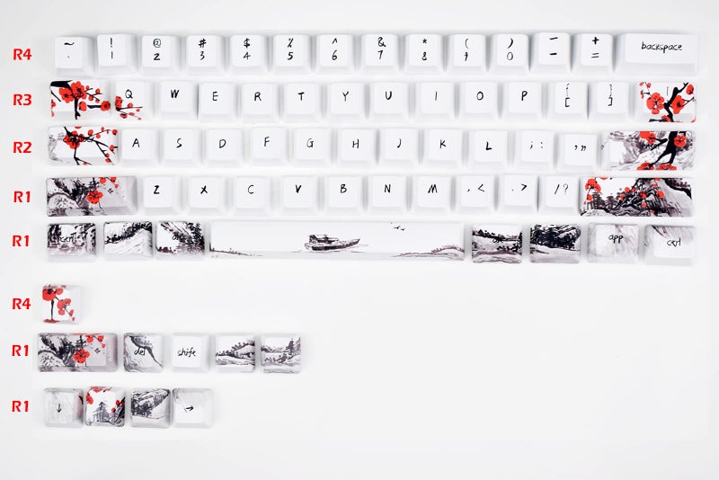 MOLGRIA مجموعة مفاتيح MOLGRIA 71 للوحة مفاتيح ميكانيكية للألعاب، مفاتيح PBT مخصصة بملف OEM بأسلوب ياباني مع أداة سحب المفاتيح للوحة مفاتيح Cherry MX 71/61 60 بالمئة (زهرة البرقوق) - Image 3