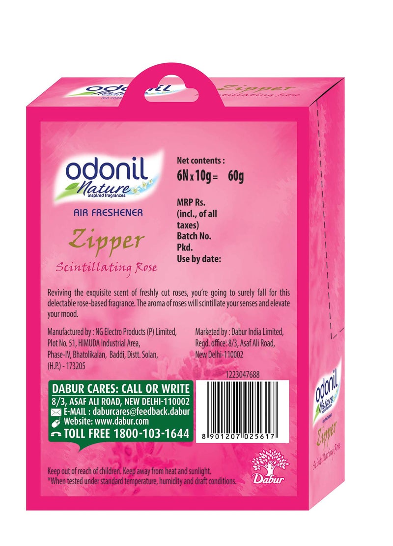 Odonil Bathroom Air Freshener Zipper - Scintillating Rose - 10 g (Pack of 6) - Image 2