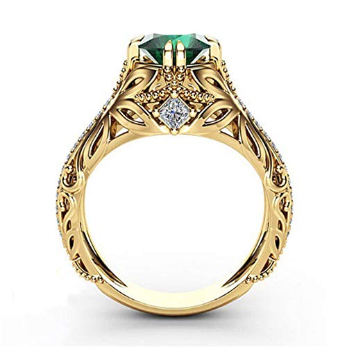 Goldenchen Fashion Jewelry 14k Gold Filled Emerald Diamond Ring Women Anniversary Engagement Wedding Gemstone Ring (6) - Image 3