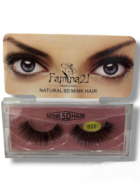 Famina21 Natural 6D/5D Mink Hair Eyelashes - Set of 30 Models (B25)