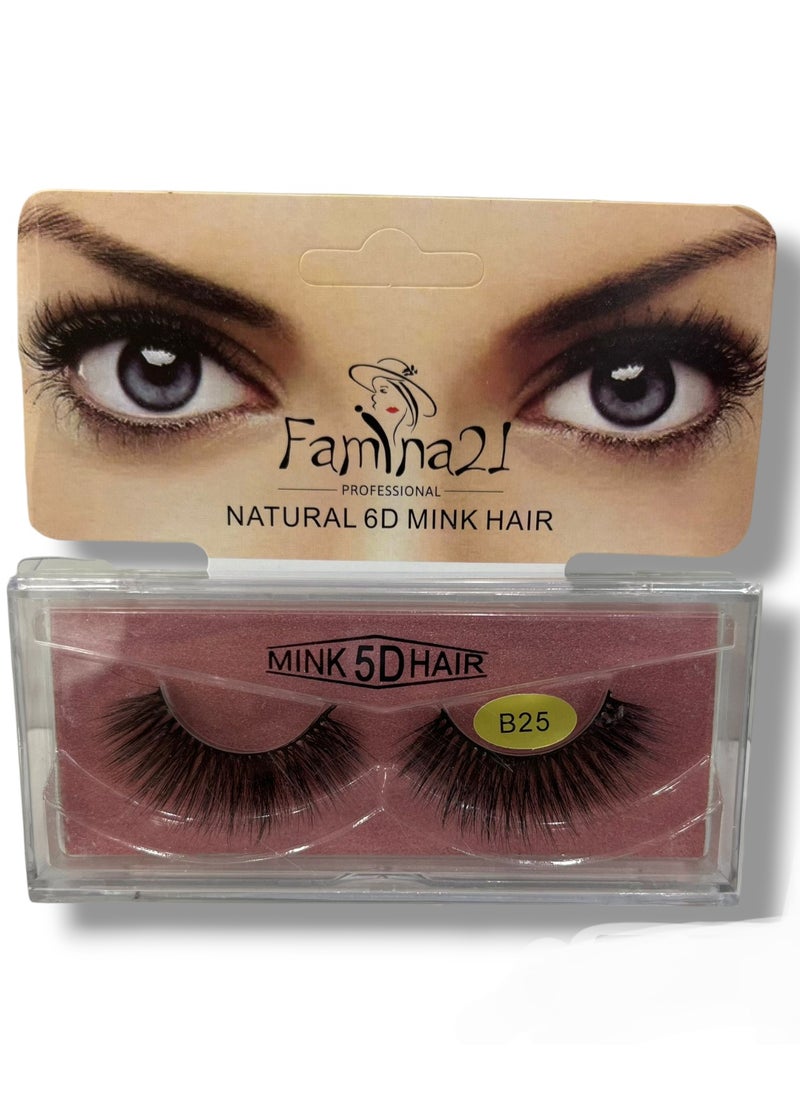 FAMINA21 Famina21 Natural 6D/5D Mink Hair Eyelashes - Set of 30 Models (B25) 