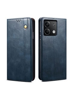 HuHa Case Cover For Xiaomi Redmi 13C 5G Global Oil Wax Crazy Horse Texture Leather Phone Case Blue 