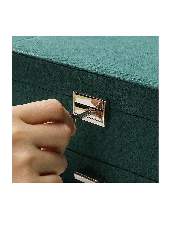 Jewelry Box Organizer for Women Girls, 3-Layer Jewelry Organizer with Lock and Drawer, Portable Jewellery Holder Removable Grids Tray Storage Case for Earring Rings Necklaces Bracelets  - Image 2