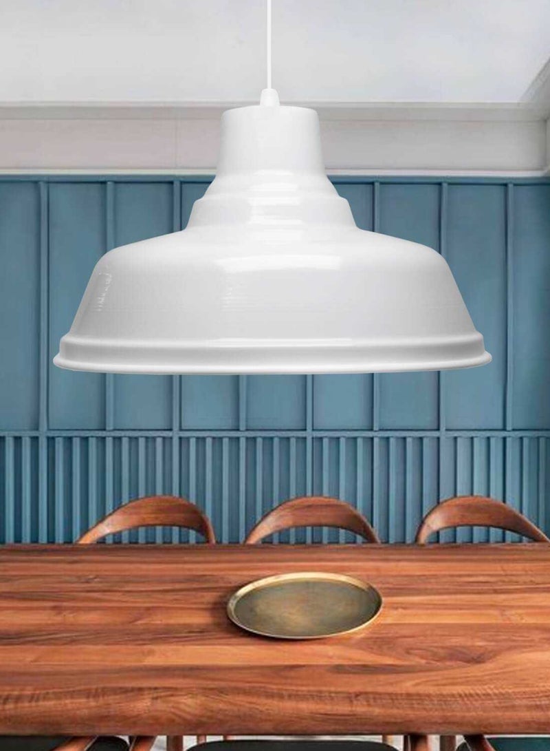 Robi White Retro Metal Pendant Light – Vintage Elegance for Modern Spaces - Image 2