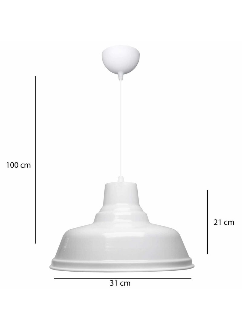 Robi White Retro Metal Pendant Light – Vintage Elegance for Modern Spaces - Image 1