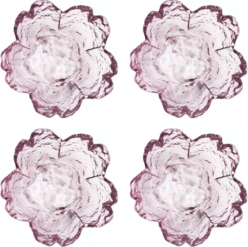 Rayberro 4Pack Sakura Sauce Dishes Set Pink Cherry Flower Crystal Glass Appetizer Plates Dipping Bowls Tasting Dishes Serving Dish Seasoning Saucers Bowl Little Bowls Ice Cream Snack Sushi Soy Condiment Dish - Image 1