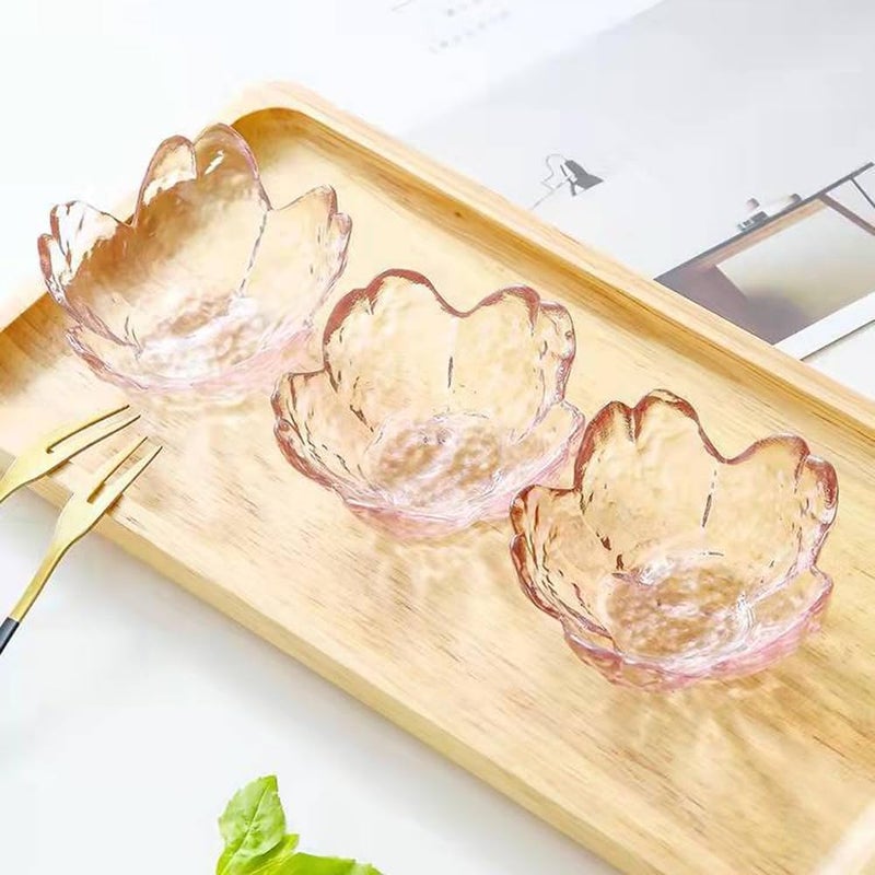 Rayberro 4Pack Sakura Sauce Dishes Set Pink Cherry Flower Crystal Glass Appetizer Plates Dipping Bowls Tasting Dishes Serving Dish Seasoning Saucers Bowl Little Bowls Ice Cream Snack Sushi Soy Condiment Dish - Image 5