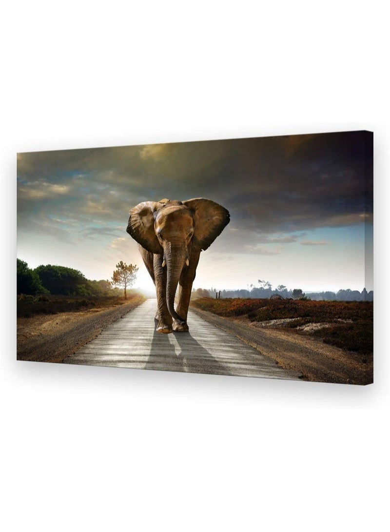 Muolunna Elephant Canvas Prints Wall Art 50x100 cm Wrap Framed Wall Painting for Living Room Bedroom Office, Modern Animal Artwork Home Decor, Large Decorative Canvas Wall Art - Image 1