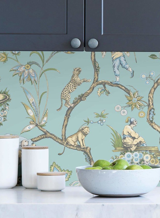 NuWallpaper Scalamandre SCS3846 Robin Egg Chinoise Exotique Self Adhesive Wallpaper, Blue - Image 3