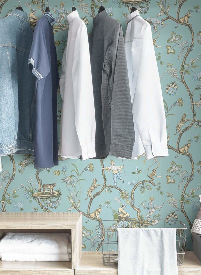 NuWallpaper Scalamandre SCS3846 Robin Egg Chinoise Exotique Self Adhesive Wallpaper, Blue - Image 4