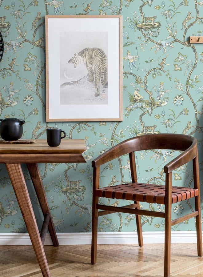 NuWallpaper Scalamandre SCS3846 Robin Egg Chinoise Exotique Self Adhesive Wallpaper, Blue - Image 2