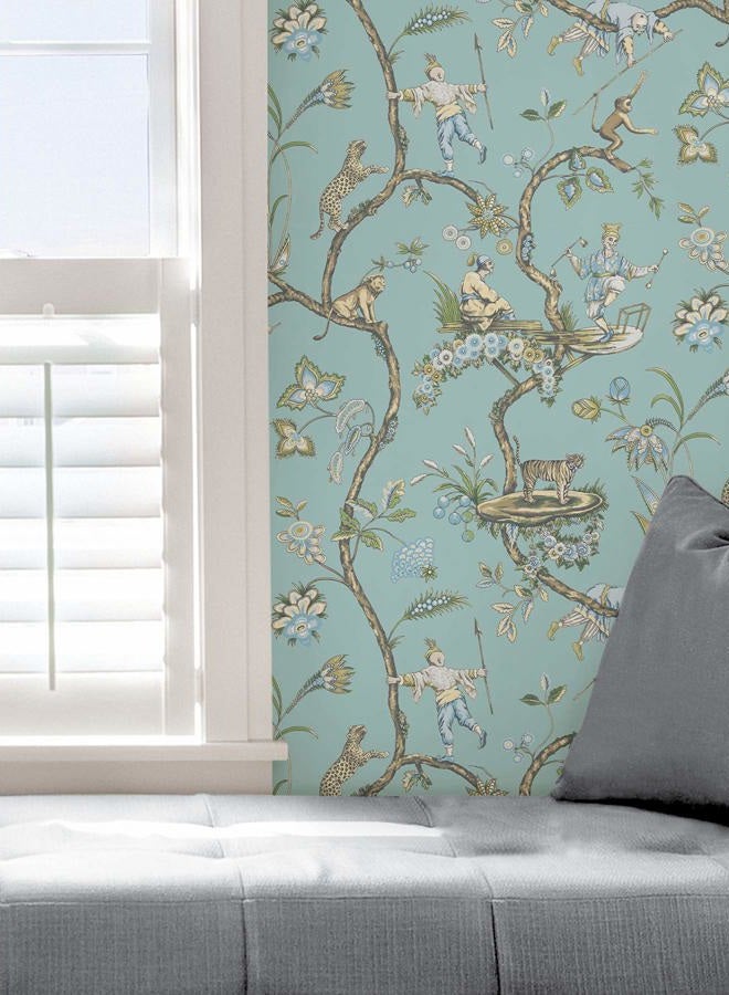 NuWallpaper Scalamandre SCS3846 Robin Egg Chinoise Exotique Self Adhesive Wallpaper, Blue - Image 5