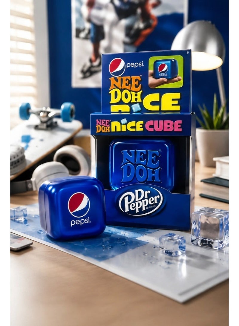 Nee Doh Nice Cube Peps i x DrPepper Limited Edition Stress Relief Fidget Toy - Blue, 1 Piece - Image 1