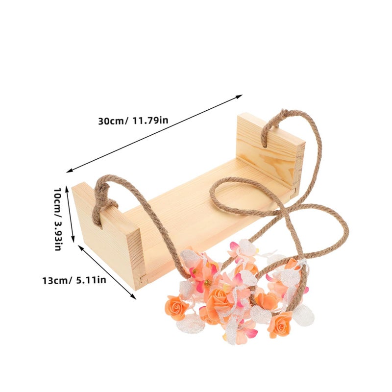 Baby Photography Accessories Newborn Portable Hanging Infant Posing Stand Floral Wooden Swing Vintage Doll Support Prop For Photoshoots - Image 3
