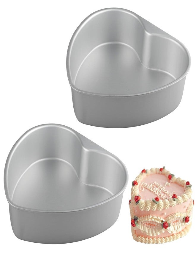 Velicber 2 Pack Heart Shaped Cake Pans, 8 Inch Aluminum Heart Cake Pan, Nonstick Cake Baking Tins, Heat-Resistant Baking Mold for Wedding, Birthday, Party, Valentine's Day - Image 1
