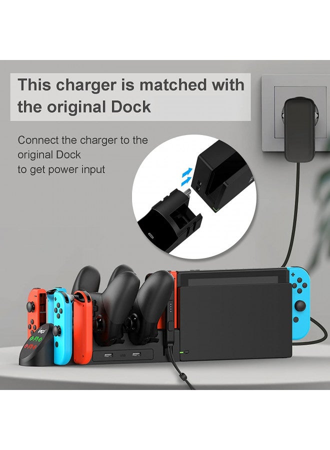 FYOUNG Charger Station for Switch/Switch OLED Model Joy Con and for Switch Pro Controllers Charging Dock with USB 2.0 Plug and Ports, Only for Switch Pro Controller - Image 3