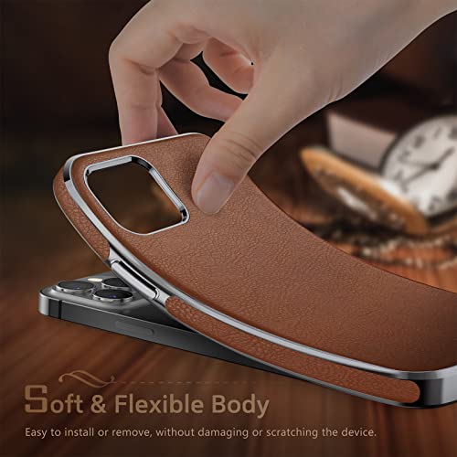 LOHASIC Compatible with iPhone 13 Pro Max Case, Luxury Leather Slim Business Classic Elegant Cover Shockproof Protective Phone Cases Designed for iPhone 13 Pro Max 5G 6.7 inch - Brown - Image 4