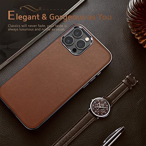 LOHASIC Compatible with iPhone 13 Pro Max Case, Luxury Leather Slim Business Classic Elegant Cover Shockproof Protective Phone Cases Designed for iPhone 13 Pro Max 5G 6.7 inch - Brown - Image 5