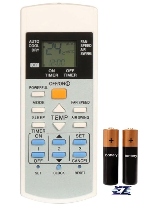 Remote Control Compatible with Panasonic Split Air Conditioner Without Backlight (AC-29D) with battery