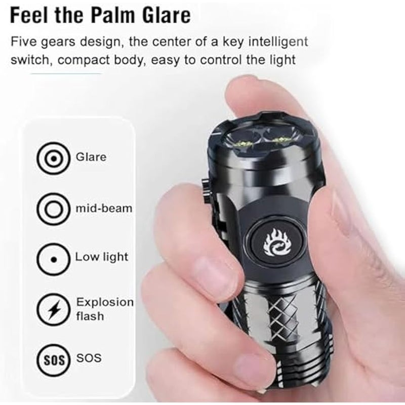 Mini Flashlight, Super Power Thumb Light, Multi-Functional Pen Clip Light, Steel High Lumen Rechargeable Waterproof (2Pcs-c) - Image 5