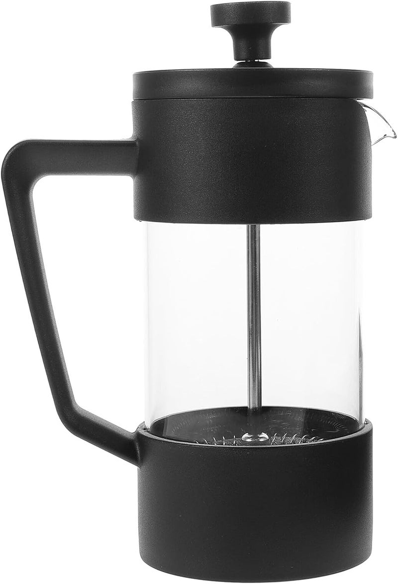 Uonlytech 350ml Borosilicate Glass Coffee Press Manual Coffee Maker Cold Brew Pot with Filter Black for Home Kitchen Camping - Image 1