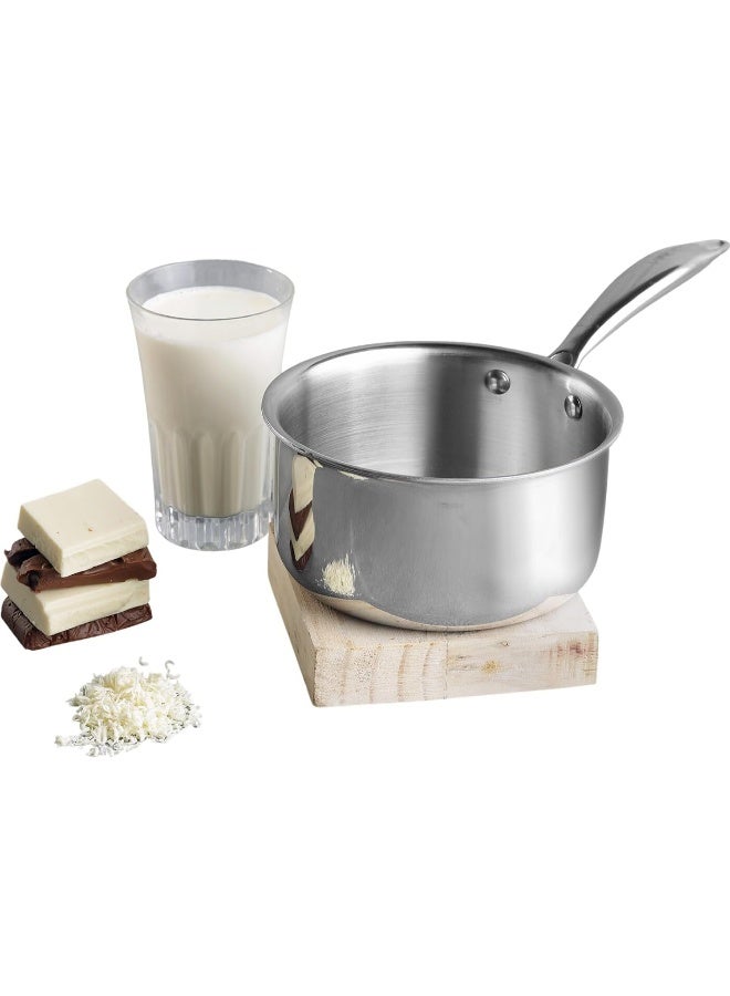 VINOD وعاء حليب فينود بلاتينيوم ثلاثي الفولاذ المقاوم للصدأ - 1.2 لتر، 14 سم | فوهة سهلة الصب | وعاء شاي/حليب/شاي | مقبض قوي مثبت | قاعدة تعمل بالحث والغاز - Image 1