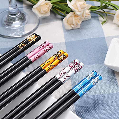 RIANZ Reusable Fiber Glass Chopsticks Dishwasher Safe Japanese Style Lightweight Non-Slip Chop Sticks - Black (2 Pair) - Image 3