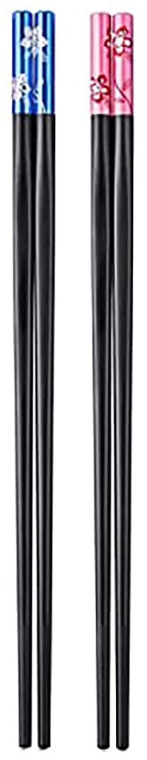 RIANZ Reusable Fiber Glass Chopsticks Dishwasher Safe Japanese Style Lightweight Non-Slip Chop Sticks - Black (2 Pair) - Image 1
