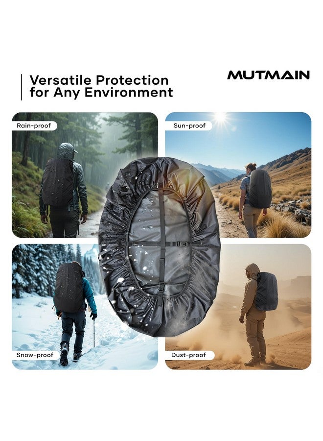 MUTMAIN Waterproof 80L to 100L Rain Cover for Rucksack Backpack Bag, Suitable Bags Cover for Hiking, Camping & Trakking XXL Bag, Two Side Adjustable Buckle and Elastic Protect from Rain & dust, Black - Image 3