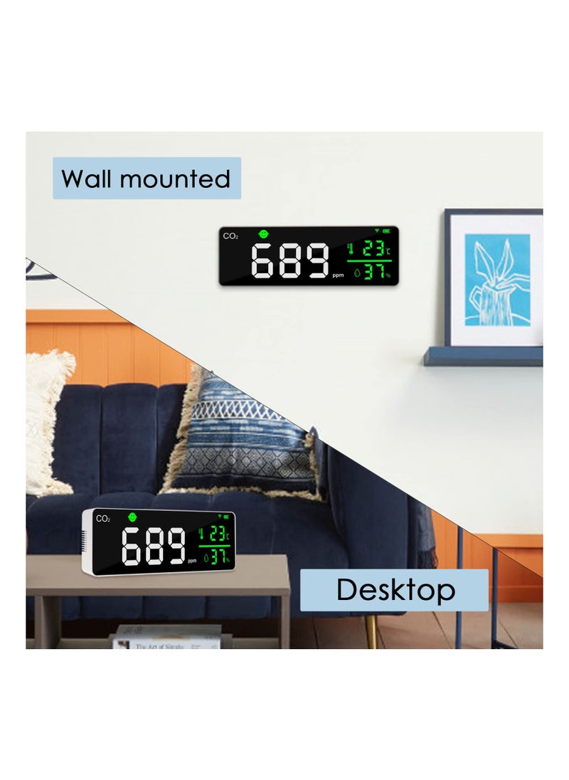 SYOSI - Smart WiFi CO2 Detector, 11'' LED Display CO2 Monitor Air Quality Monitor for Carbon Dioxide, Humidity, Temperature, App Control Air Quality Tester with Alarm for Home, Office, Grow Tents, etc. - Image 1