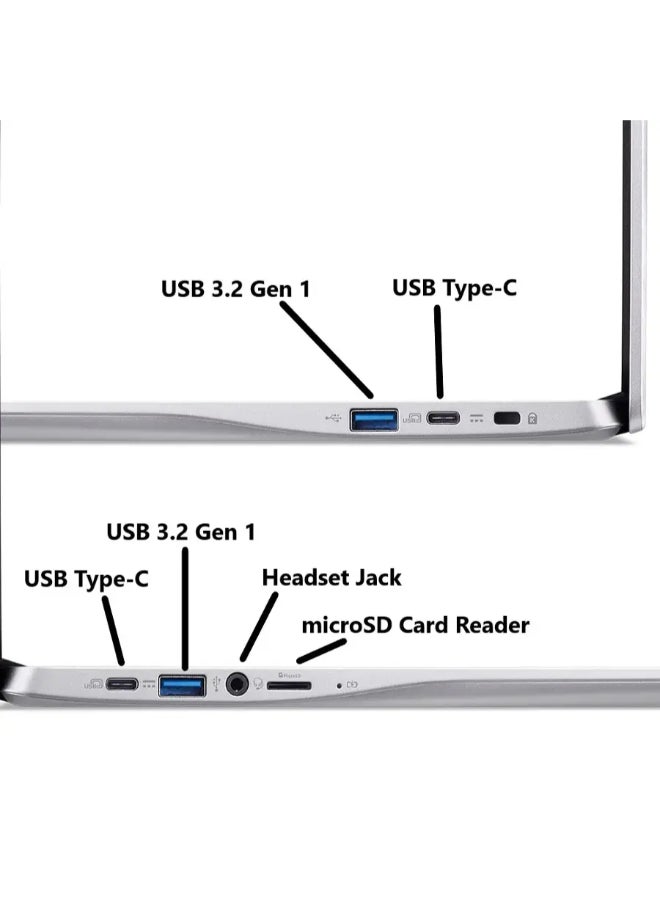 أيسر لابتوب كروم بوك 315 بشاشة 15.6 بوصة بدقة Full HD، مع معالج سيليرون N4500/ذاكرة RAM 4GB/ذاكرة تخزين 64GB Emmc/رسومات إنتل UHD/نظام تشغيل كروم + غلاف واقي مضمن باللون الفضي اللامع - Image 2