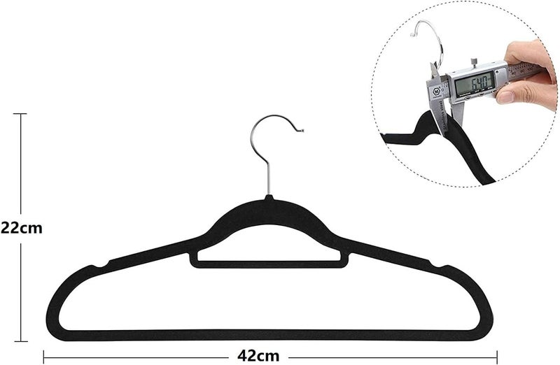Red Dot Gift ®20-Pack Black Non-Slip Velvet Hangers 42cm With 360 Degree Rotatable Hook - Durable & Slim - Non Slip Hangers for Coat Hangers - Pant Hangers… - Image 3