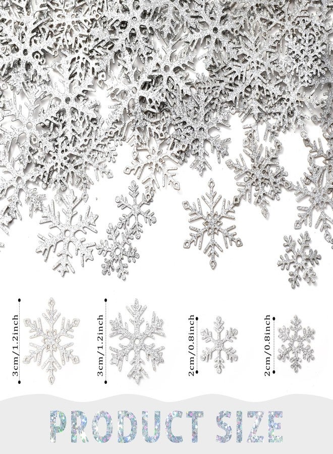 Marspark 300 Pcs Christmas Snowflakes Confetti Decorations Winter Snowflake Glitter Confetti Paper Snow Scatter Sequins Sprinkles for Winter Wedding Birthday Party Table Decor Supplies (Silver) - Image 2