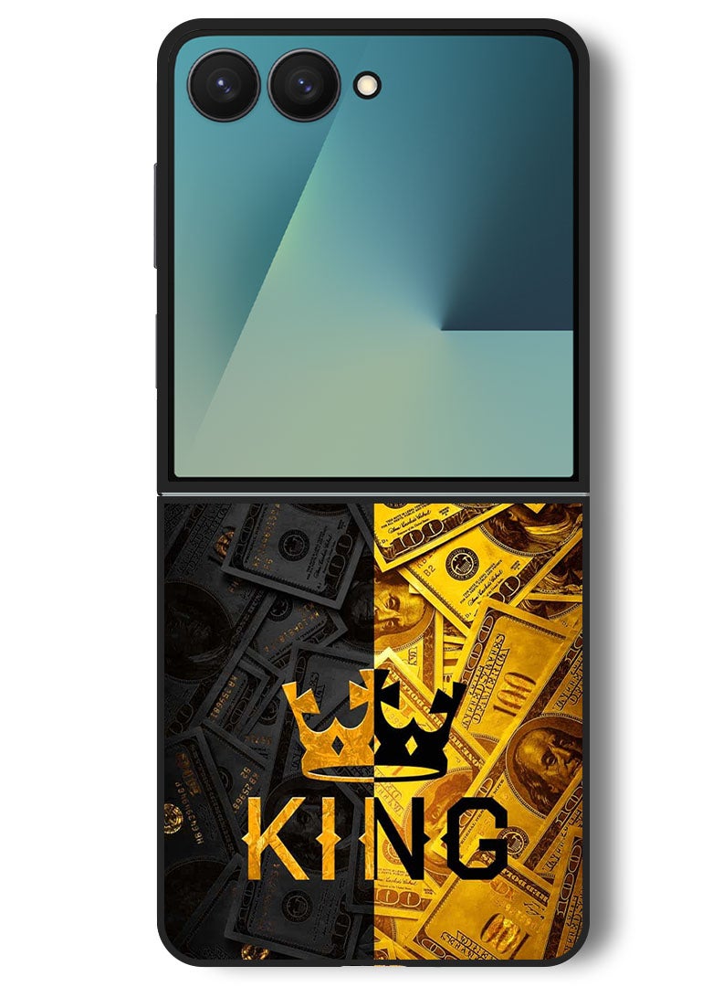 Theodor Case Compatible with Samsung Galaxy Z Flip 7 - 6.9 Inch Protection Shockproof Bumper Cover King Gold - Image 1