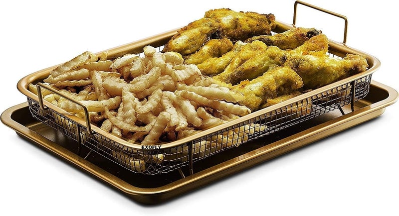 EXOFLY Kitchen DeepFried Food Drain Basin Rectangle Crispy Tray Filter Mesh FreshKeeping Basket NonStick Oil Pan Crisping Tray Oven Baking Tray Frying Basket and Baking Sheet 2 - Image 3