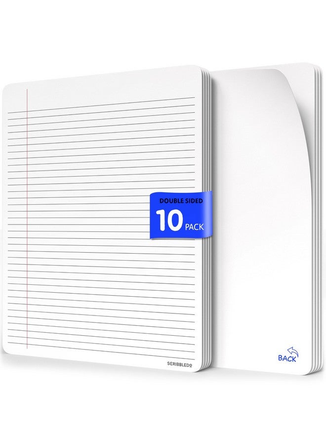 سكريبل دو ألواح سبورة بيضاء مسطرة للطلاب مقاس 9 × 12 بوصة، ألواح سبورة بيضاء مسطرة للكتابة، لوازم مدرسية منزلية، عبوة من 10 قطع - Image 1