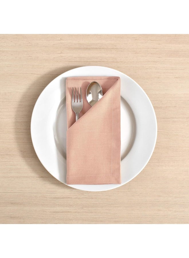 Fingercraft Cloth Napkins Dinner Washable In Cotton Linen Fabric,Blush 12 Pack,Premium Quality, Mitered Corners For Every Day Use Napkins Are Pre Shrunk And Good Absorbency Dusty Pink
