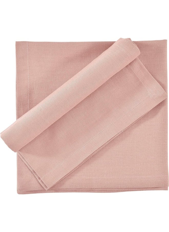 Fingercraft Cloth Napkins Dinner Washable In Cotton Linen Fabric,Blush 12 Pack,Premium Quality, Mitered Corners For Every Day Use Napkins Are Pre Shrunk And Good Absorbency Dusty Pink