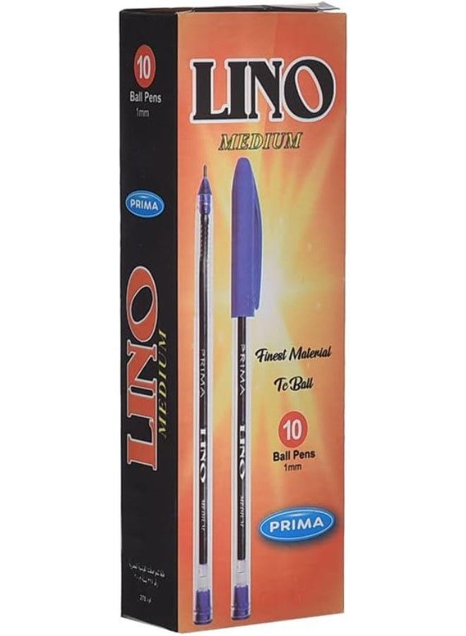 بريما قلم جاف لينو بسن متوسط 1.0 ملم من بريما، مجموعة بها 10 اقلام، ازرق - Image 2