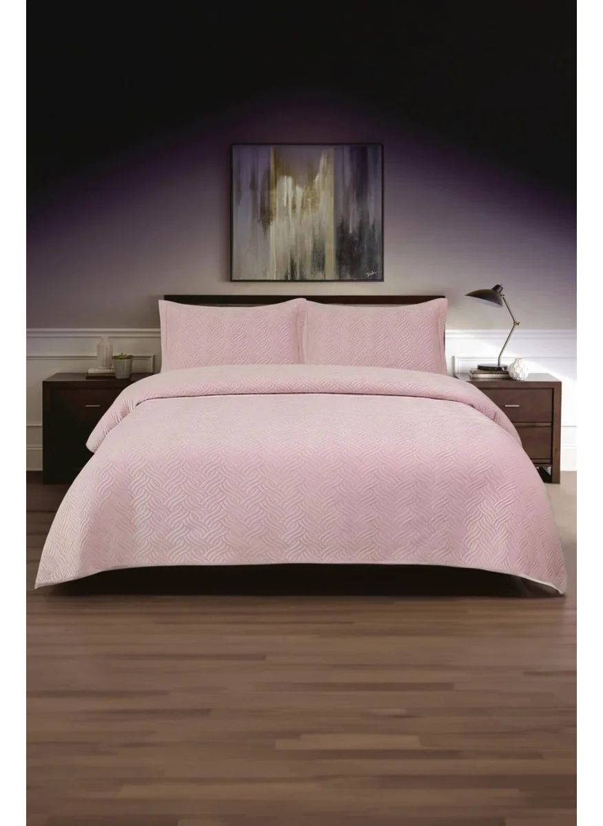 Favora Silva Double Bedspread Set - Powder