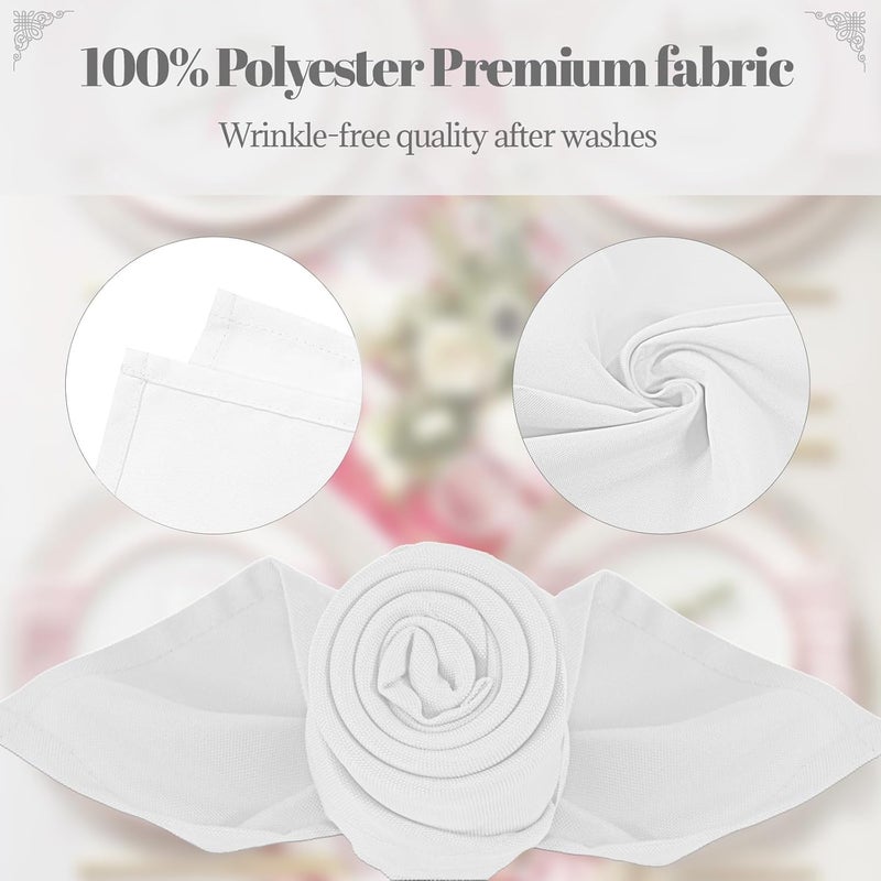 PLOYMONO White Heavy Duty Cloth Napkins - 17 x 17 Inch Solid Washable Polyester Dinner Napkins - Set of 8 Napkins with Hemmed Edges - Great for Weddings, Parties, Banquets Dinner & More - Image 3
